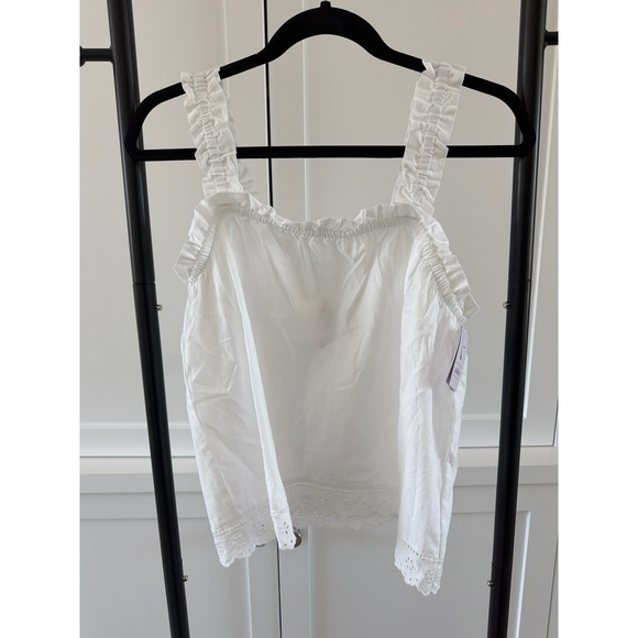 Auden Tops - Auden White Ruffled Eyelet Tank Top